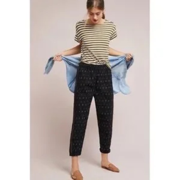 Anthropologie Black Patterned Pants - Picture 3 of 16